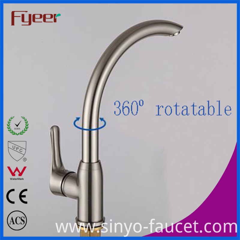 Fyeer Nickle Brushed 360 Rotatable Kitchen Sink Mixer Tap Faucet